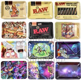 RAW Cartoon Smoking pipe Tobacco Rolling Tray Metal Cigarette Tobacco Brass Plate 180*125*15mm Herb Handroller Smoke Accessories Grinder