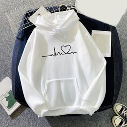 Womens Hoodies Sweatshirts Couple Autumn Heart Print Hooded Sweatshirt Spring Longsleeved Lazy Style Loose Top y2kclothes sudaderas 230224