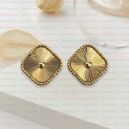 Fashion Vintage 4/Four Leaf Clover Charm Stud Earrings Back Mother-Of-Pearl Silver 18K Gold Plated Agate For Women&Girls Valentine's Mot 7747