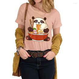Women's T Shirts Kawaii Panda Cartoon Printed Shirt Streetwear Hop Funny Tshirt Women Top Harajuku Hip Tee For Female Lamian Noodles T-shirt