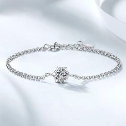 Link Bracelets Chain Trendy 925 Sterling Silver 1ct D Colour VVS1 Moissanite Snowflake Star For Women Jewellery Charm Bracelet Girls GiftLink