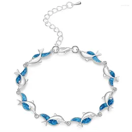 Charm Bracelets Summer Style Dolphin Fire Imitation Opal Sea For Women Boho Animal Bracelet Beach Jewellery Bijoux Femme Gift