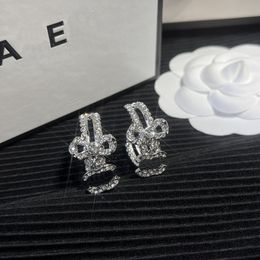 Classic Silver Diamond Stamp Earrings Luxury Designer Earrings Popular Fashion Style Jewelry Exquisite Gifts For Men And Women Luxury Matching Couples With Box