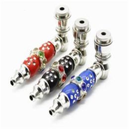 European and American popular Mini cigarette holder with metal pipe length 85mm multi Coloured bead mounted diamond smoke