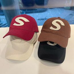 Milled cotton baseball cap Tide Brand S letter duck Cap Outdoor sports sun Visor Hat 8 Colours optional More than two offers