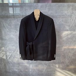 Men's Suits Mens Fashion Slim Vintage Suit Jackets Turn-Down Collar Belt Pockets Split Korean Style High Quality Classic Casual Coat