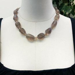 Choker Lii Ji Brown Color Necklace Smoky Quartzs Crystal 53cm Stock Sale Women Jewelry