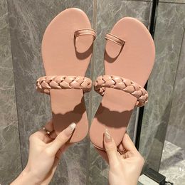 Sandals BKQU Women Slippers Summer Ladies Slides Solid Fashion Comfort Flat Flip Flops Plus Size Casual Female Sandals Beach Footwear Z0224