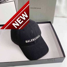 Ball Caps Balencaigass Hat 2022 Original High Quality Correct Version b Washed Holes to Make Old Baseball 11cw2