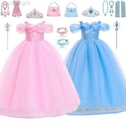 Girl's Dresses Cinderella Dress for Girls Kids Princess Cosplay Party Fancy Clothes Halloween Custome Birthday Gift Party Dress Ball Gown W0224