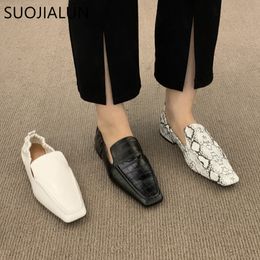 Dress Shoes SUOJIALUN 2023 Spring Women Flats Fashion Square Toe Slip On Soft Leather Ballet Casual Female Zapatos Mujer 230224