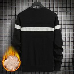 Men's Sweaters VARSANOL Knitted Sweater Men Winter Cotton Thick Warm Men's Pullovers Clothes Fleece Striped O Neck Hombre