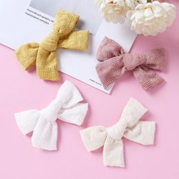 Hair Accessories Baby Pin Girs Bow Hairpins Cotton Linen Grampo De Cabelo For Children Clip Plaid Epingle Cheveux 2Pcs/Lot