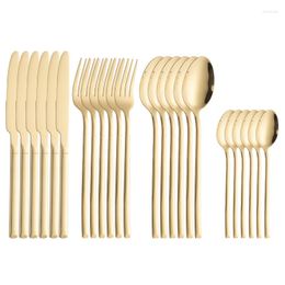 Dinnerware Sets 24pcs Luxury Golden Cutlery Set Stainless Steel Knife Fork Spoon Good Mirror Royal Kitchen Tableware