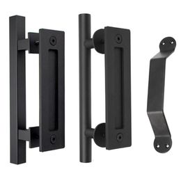 Handles 12" Matte Black Sliding Barn Door Pull Flush Handle Gate Hardware Set Heavy Duty & Pulls