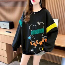 Womens Hoodies Sweatshirts Pullovers Spring Autumn Trendy Korean Style Oversized Pullover Fashion Design Loose Tops Long Sleeve Tshirt 230224