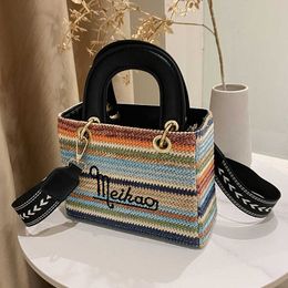 Rainbow Straw Women's Bags Ethnic Wind Large Capacity Fashion Shoulder Crossbody Handbag