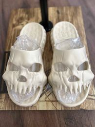 Slippers New Summer Personalized Skull Slides for Women Men Soft EVA Could Slipper Flat Unisex Beach Sandals Casual Couple Fun Flip Flops Y2302