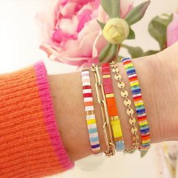 Charm Bracelets KELITCH Colourful Tila Beads Bracelet Elasticity Women Crystal Braclet Jewellery Trendy Boho Friendship Bangle Handmade