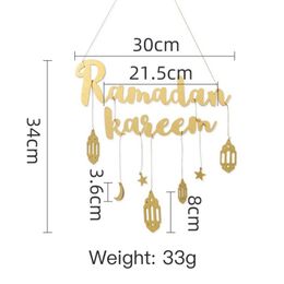 Decorative Figurines Objects & Eid Mubarak Ramadan Kareen Decor Moon And Star Alphabet Pendant Wooden Craft For Home Door Hanging