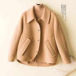 Women's Jackets DoubleSided Cashmere Coat Woollen Short Foreign Style Small SingleBreasted Suit Collar Autumn Winter Outerwear 230223