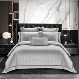 Bedding Sets 4Pcs Grey/Dusty Pink Vertical Stripes Duvet Cover Set 1000TC Luxury Egyptian Cotton Soft Bed Sheet Pillowcases