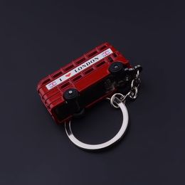 Key Rings New London Red Bus Key Chain Post Mail Box Key Holder Telephone booth Charm Pendant Keychain For Men Women Party Gift