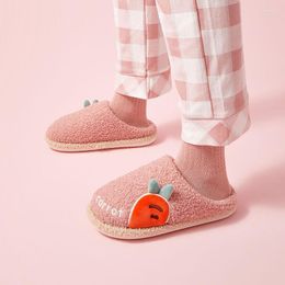 Slippers 2023 Winter Warm Women Korean Patchwork Cute Carrot Sewing Home Slides PVC Non-Slip Sole Indoor Autumn Soft Plush Shoes