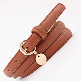 Belts Fashion Simple Female Candy Color Belt Alloy Buckle For Women Skirt Jeans Accessories Artificial Leather With Round Pendant Z0223