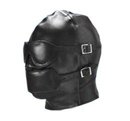 Bondage Gear Full Cover Hood Mask Muzzle Gimp Detachable Faux Leather with Detachable Eye Pad Mouth Gag Fetish Sex Toy5513869