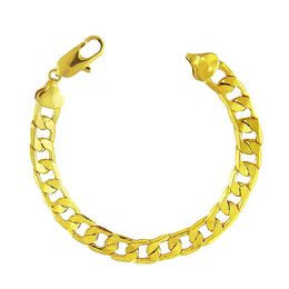 Charm Bracelets 10mm Miami Curb Cuban Bracelet Chain For Men 24k Gold Colour Hip Hop Party Jewellery 8 Inch GiftCharm