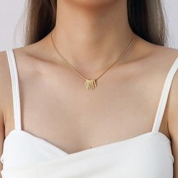 Pendant Necklaces Trendy Irregular Small Square Bar Gold Plated Necklace For Women Titanium Steel Clavicle Chain Fashion JewelryPendant