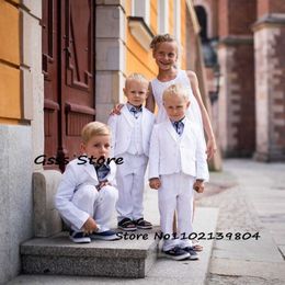 Set di abbigliamento Abito per ragazzo Smoking da matrimonio bianco Pezzo blazer per bambini Pantaloni Gilet Abito da festa formale Giacca slim fit