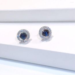 Stud Earrings Shine 925 Sterling Silver Exquisite Earring For Women Noble Jewelry Zircon & Sapphire Fashion Gemstone To Lover Yourself