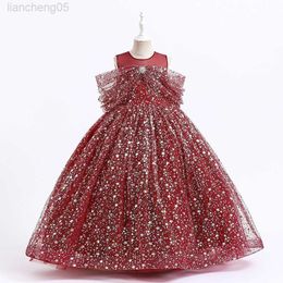 Girl's Dresses Sequin Birthday Dress Elegant Princess Dresses For Teens Girl Formal Occasion Evening Party Gown Children Puffy Tulle Clothing W0224