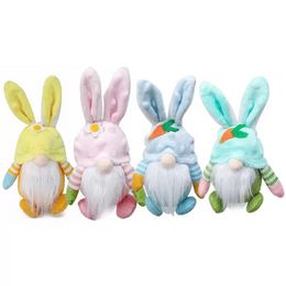 Festive Handmade Easter Hanging Bunny Gnomes Ornaments Spring Plush Rabbit Doll Kids Gifts Home Holiday Decorations I0224