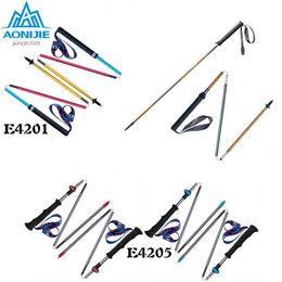 Trekking Poles 2PCS AONIJIE E4201 Lightweight Folding Collapsible Quick Lock Trekking Pole Hiking Pole Trail Running Walking Stick Carbon Fibre J230224