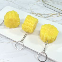 Key Rings PVC three-dimensional simulation corn keychain corn segment model keychain student fun schoolbag keychain Bset gift K4