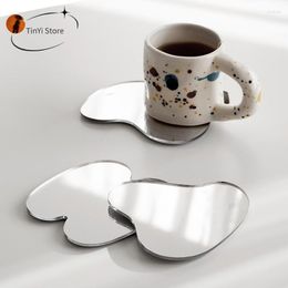 Table Mats Acrylic Mirror Coasters Ins Cup Pad Coffee Mug Insulation Placemat Cafe Desktop Decor Ornaments Home Simple Mat