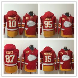 Mahomes 15 Kelce 87 Pacheco 10 Jones 95 Football Pullover Hoodie Team Hoody Fans Tops Size S-XXXL Red Color Hoodie