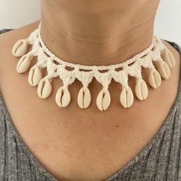 Choker Elegant Big White Rope Chain Sea Shell Necklace Pendant Necklaces For Women Summer Beach Jewelry Collar 2023