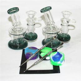 Mini Glass Bong with 4.5 Inch Small 14mm Female Thick Pyrex Beaker Travel Glass Water Bongs Recycler Dab Rigs for Smoking