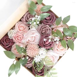 Decorative Flowers Artificial Combo Box Set For Wedding Bouquets Centerpieces Arrangements Bridal Shower Table Decorations Valentines Gift