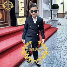 Clothing Sets Fashion Boy Suit Wedding Tuxedo Double Breasted Formal Child Jacket 2 Piece Blazer Pants come enfant garon W0224