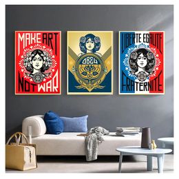 Peace Wall Art Pictures For Living Room HD Print Canvas Oil Paintings Home Decor Bedroom Posters 1 Pieces Famous Artowkrs Obey Woo