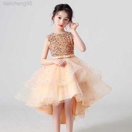 Girl's Dresses New Kids Clothes Sleeveless Lace Mermaird Dress Sequins Princess Dress Charm Party Competition Fomal Evening Vestidos For Girl W0224