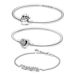925-Pfund-Silber, neues modisches Charm-Armband, herzförmige Schnalle, gewebtes Leder, verstellbares Armband
