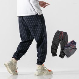 Men's Pants Fashion Striped Men's Harem Chinese Style Man Casual Loose Trousers 2023 Elastic Waist Joggers 5XL