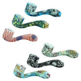 Smoking Pipes Glow in the dark Held Mini Hand Pipes 7 word shape Colourful Ultimate Tool Tobacco Bubbler Best quality