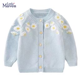 Cardigan Little maven Baby Girls Sweater Lovely Light Blue Casual Clothes Autumn Children Cardigan Pretty Coat for Kids 2-7 year 230224